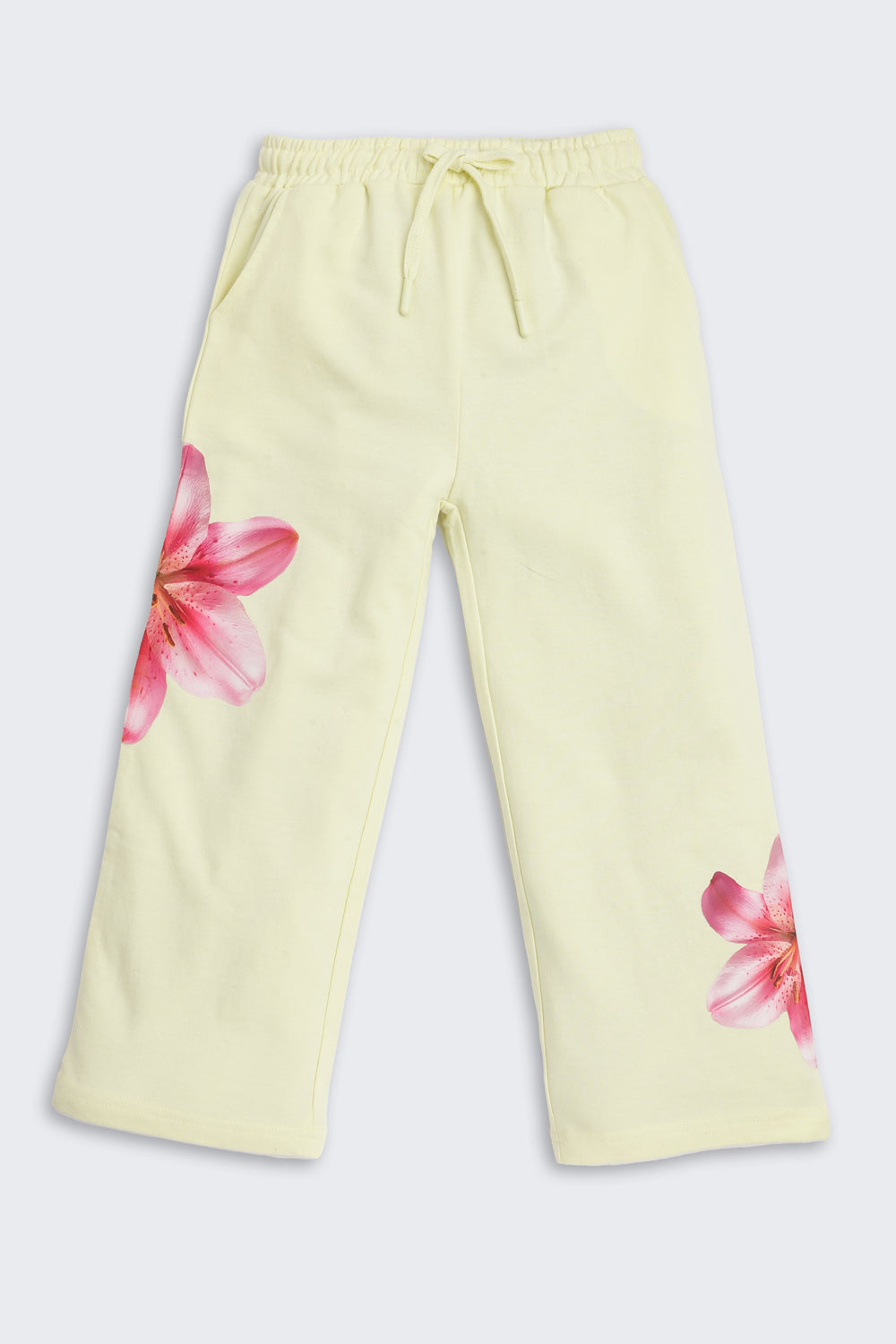 Yellow Floral Print  Regular Fit Joggers