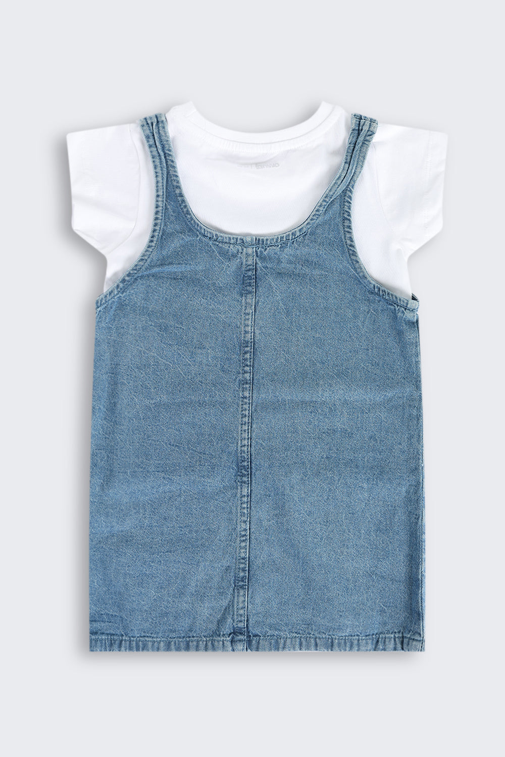 Blue Embroidered Cotton Dungaree With T-Shirt