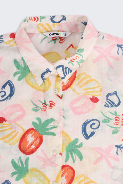 Multi-coloured Fruits Printed Regular Fit Shirt