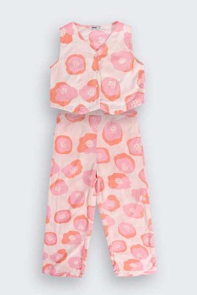 Coral All Over Printed Regular Fit Co-ord Set