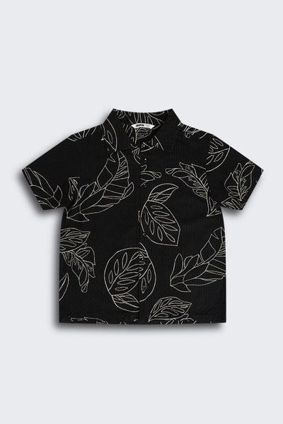 Black Botanical Print Shirt