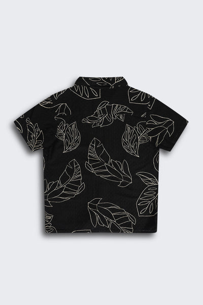 Black Botanical Print Shirt