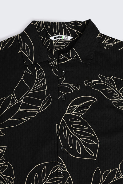 Black Botanical Print Shirt