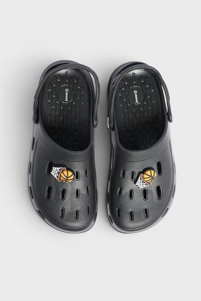 Black Solid Platform Clogs