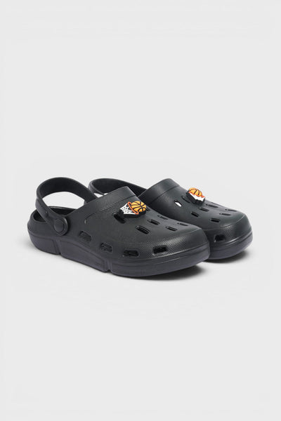 Black Solid Platform Clogs