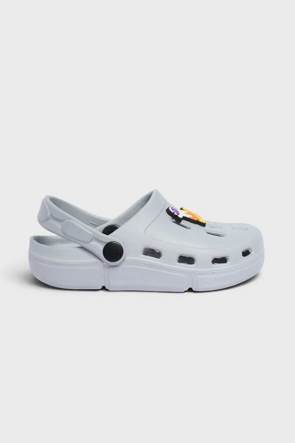 Grey Solid Motif Clogs