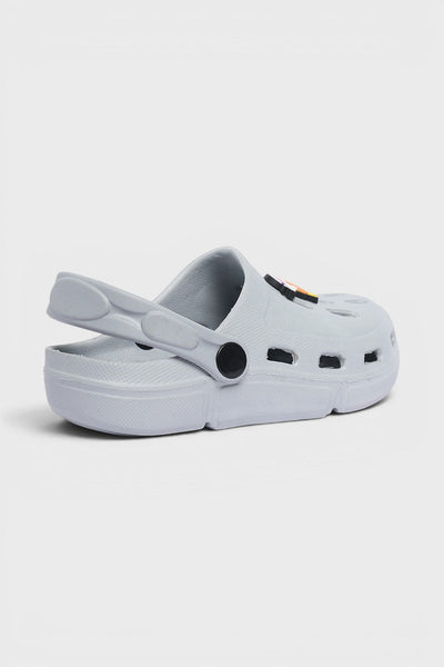Grey Solid Motif Clogs