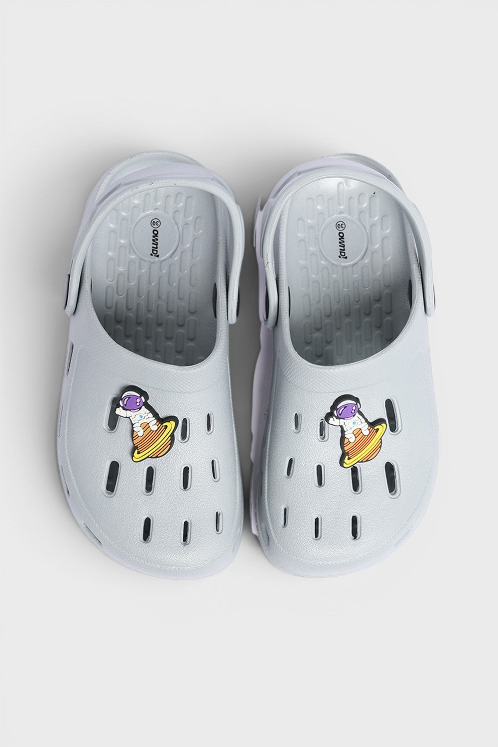 Grey Solid Motif Clogs