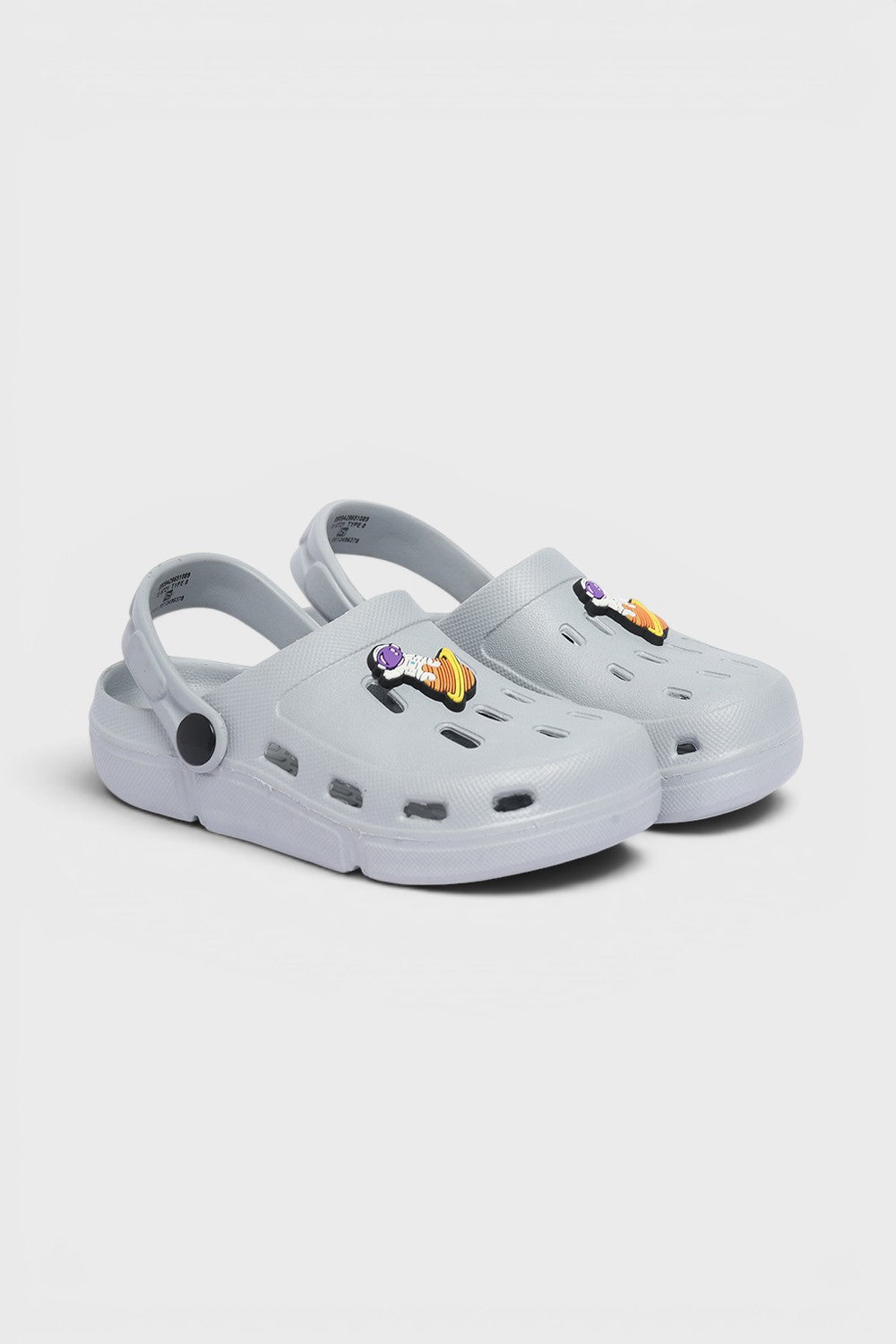 Grey Solid Motif Clogs