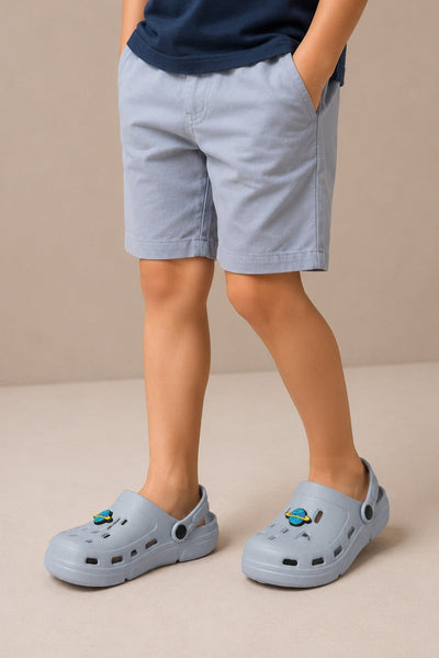 Grey Solid Platform Clogs