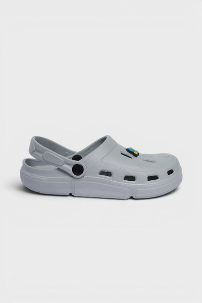 Grey Solid Platform Clogs