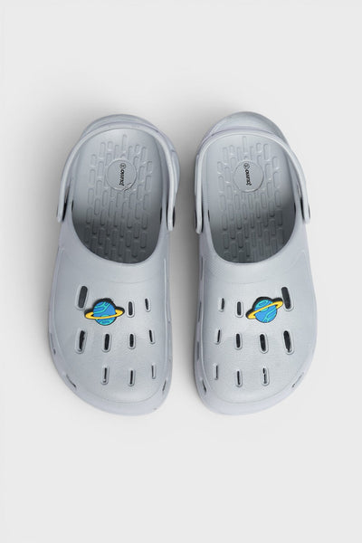 Grey Solid Platform Clogs