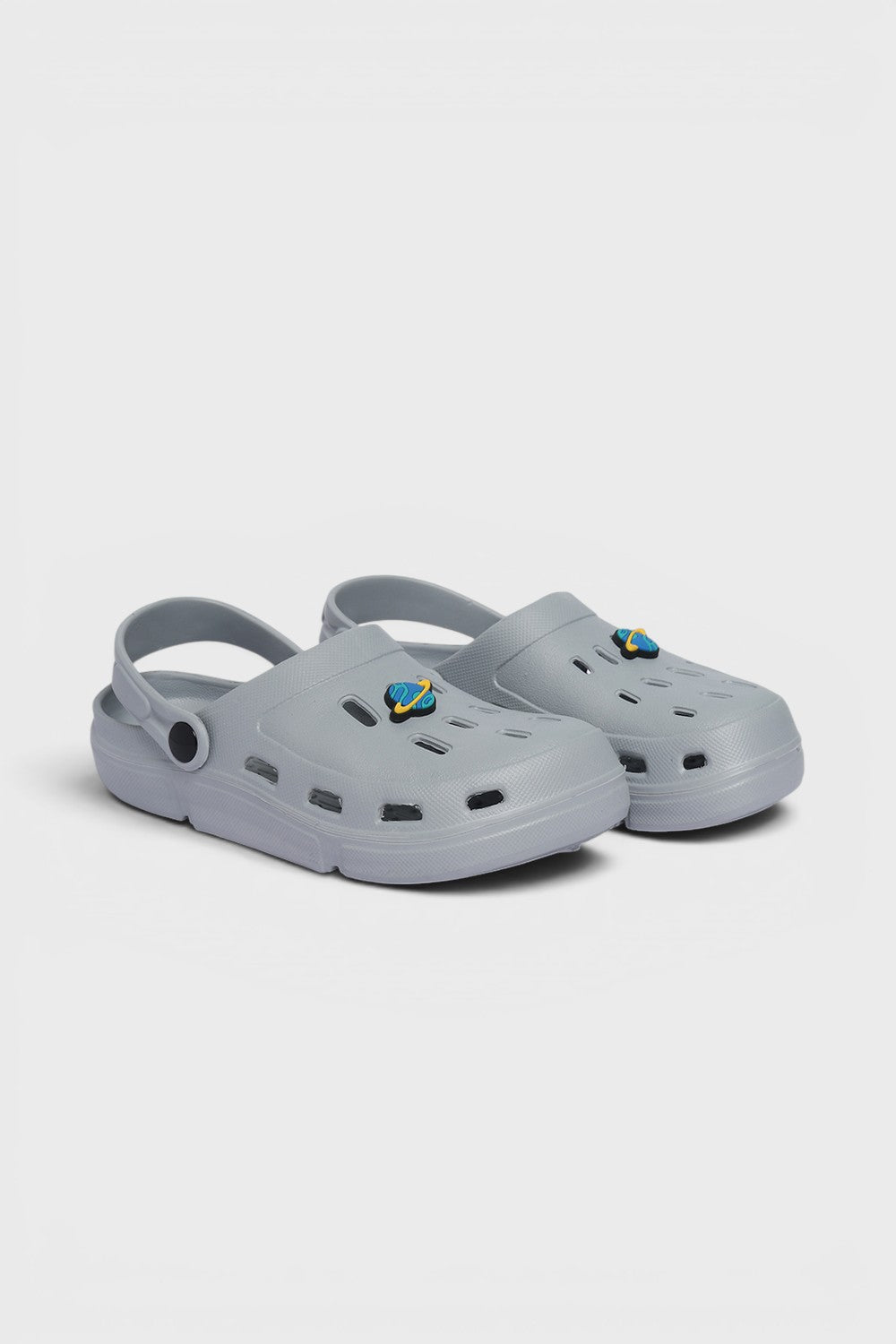 Grey Solid Platform Clogs