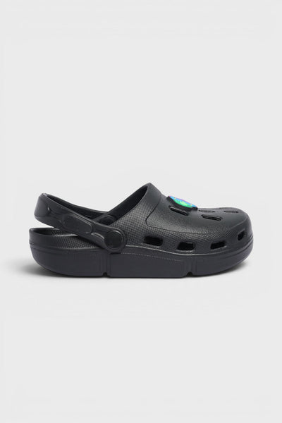 Black Solid Platform Clogs