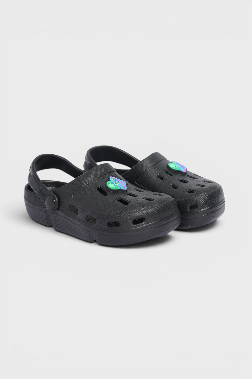 Black Solid Platform Clogs