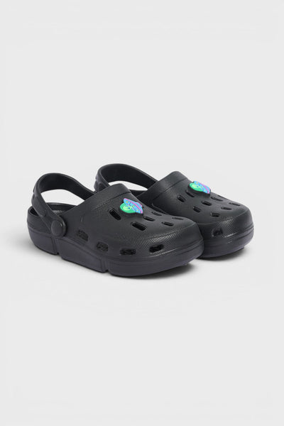 Black Solid Platform Clogs