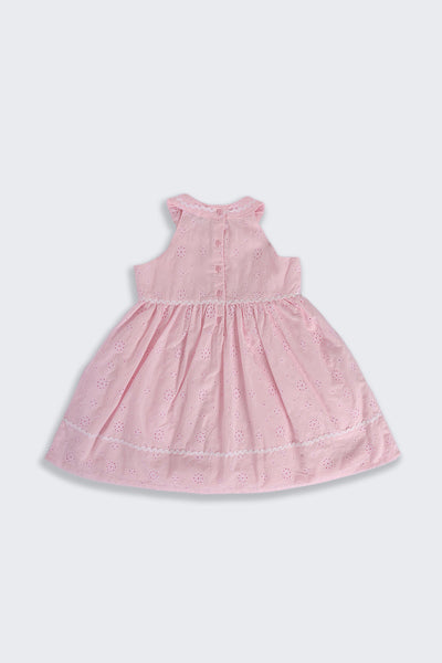 Pink Embroidered Regular Fit Dress