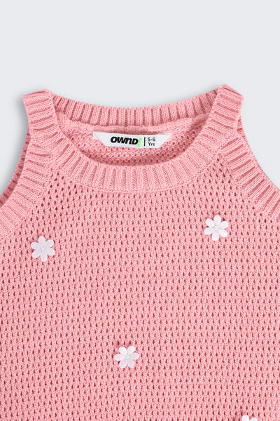 Coral Self Design Regular Fit Tank Top