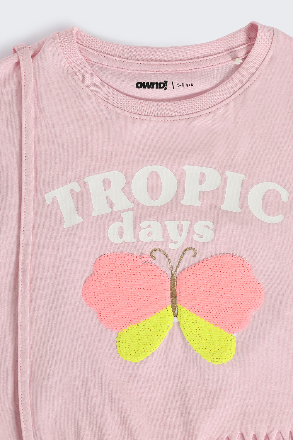 Pink Fringes Sequin Artwork T-Shirt
