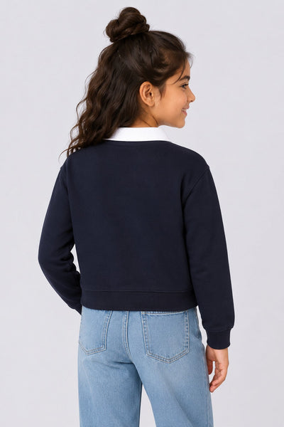 Tweens Girls Navy New York Collar Sweatshirt