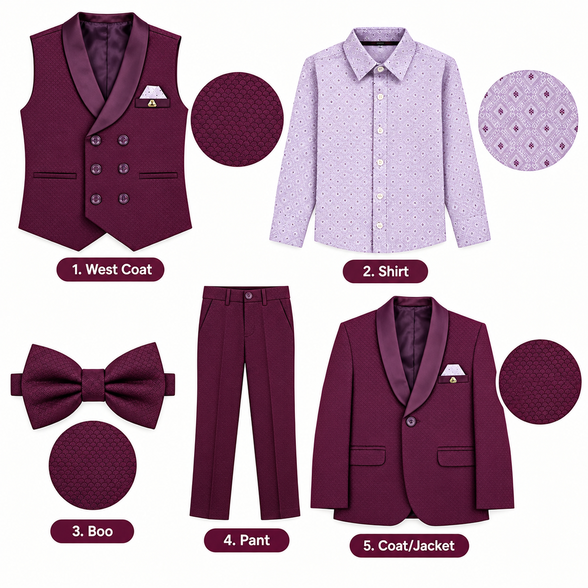 Wine Coat Suit
